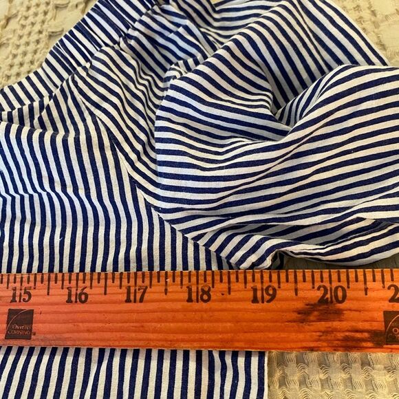 Mittoshop Navy & White Striped Women’s Sz M Embroidered Off the Shoulder Blouse - Picture 8 of 9